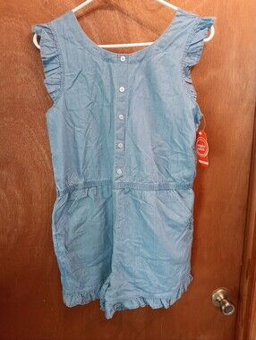 Wonder Nation Light Blue Chambray Ruffle Romper
